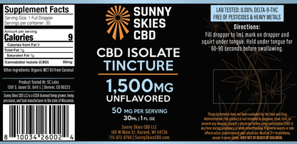 Sunny Skies CBD Isolate Tincture, Unflavored