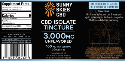 Sunny Skies CBD Isolate Tincture, Unflavored